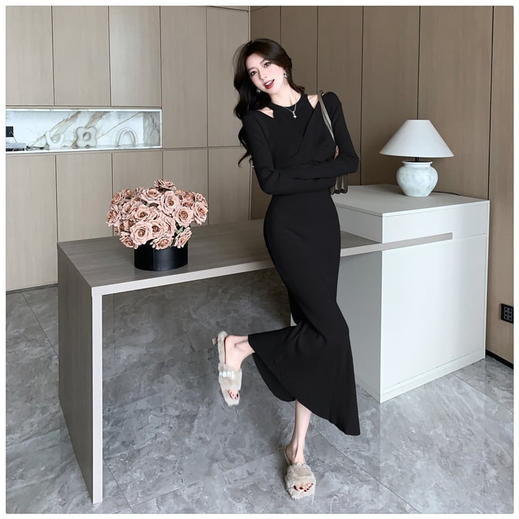 【dress】切り替えニットワンピース　M28022