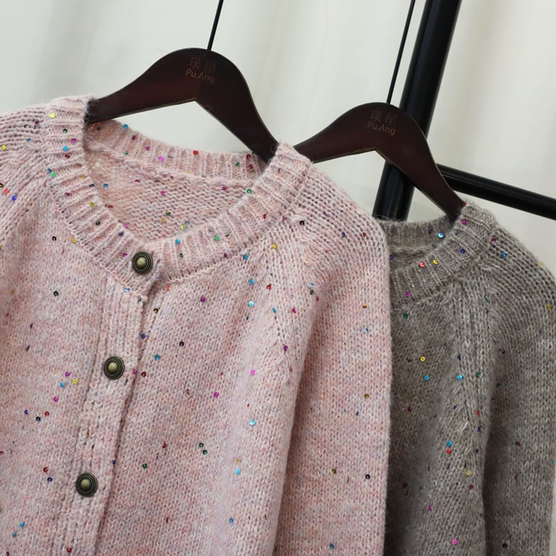 【outer】クルーネックニットカーデ　M25696