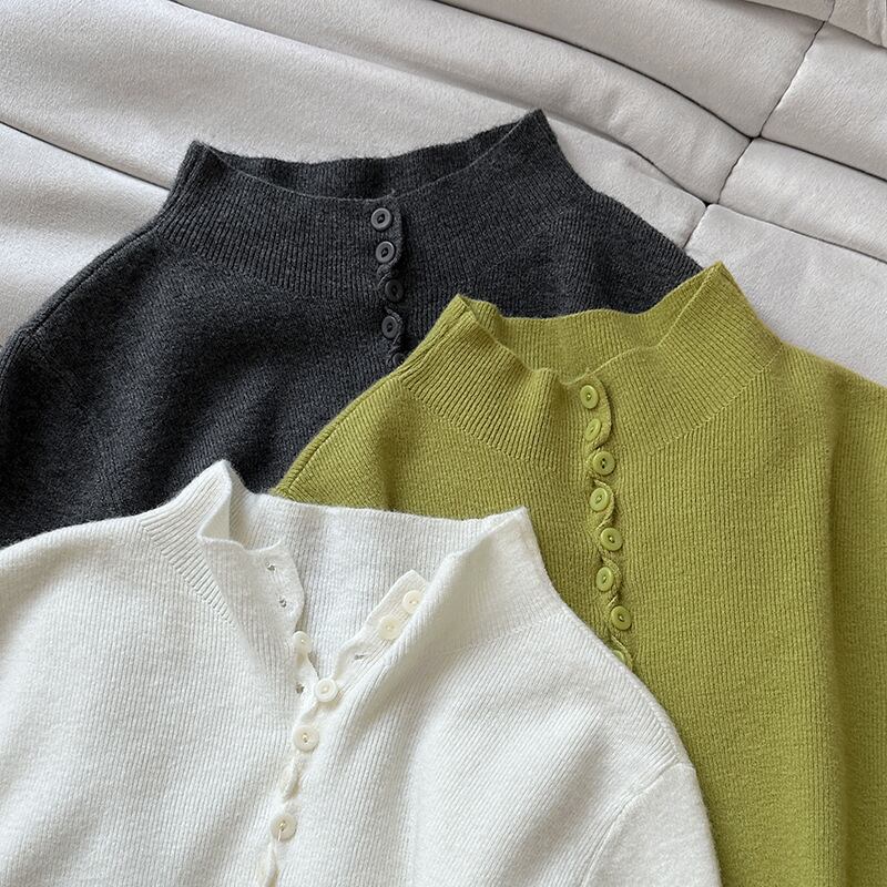 【tops】6色展開ニットトップス Q6971