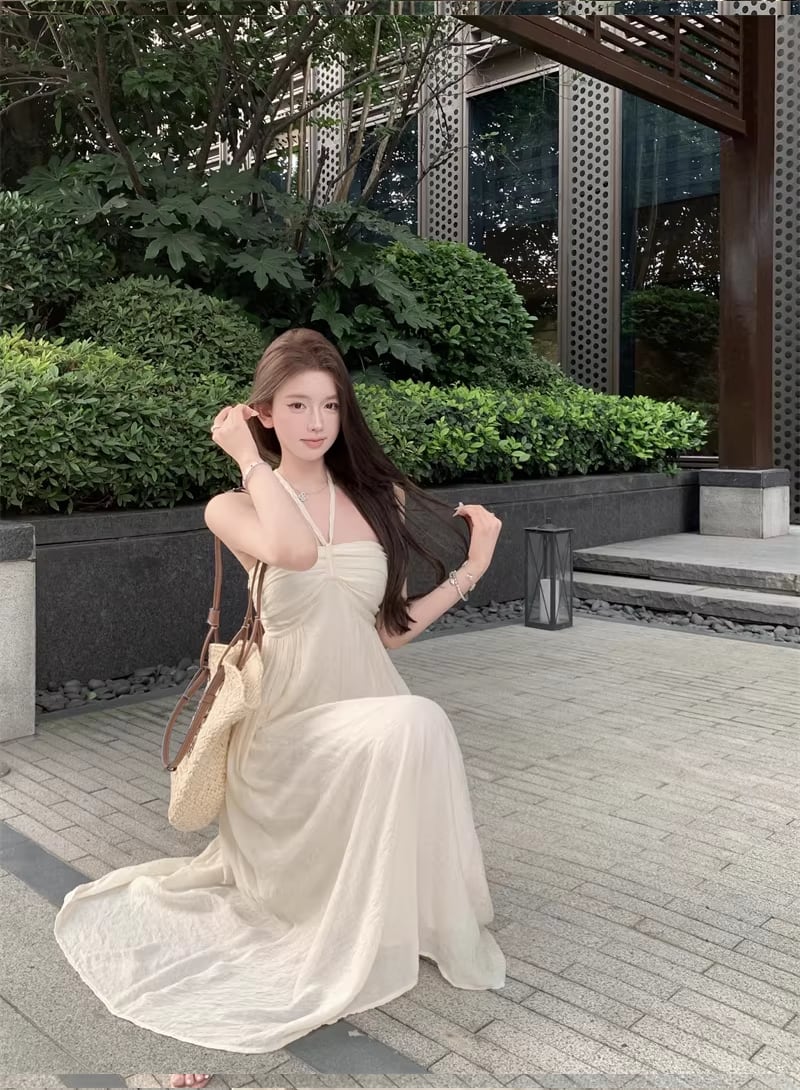【dress】ホルターネックロングワンピース Q8270