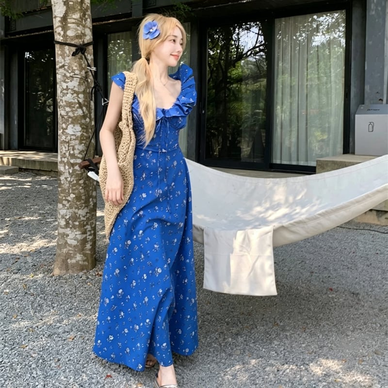【dress】ギャザーフリルロングキャミワンピース Q8508