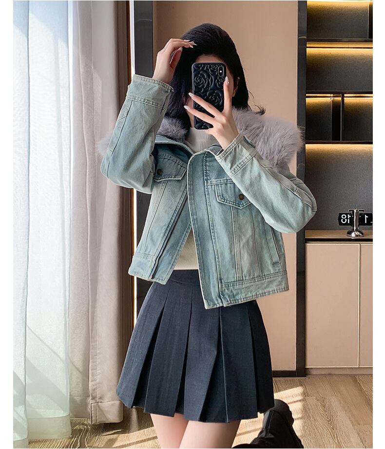 【outer】裹起毛ファーデニムジャケット　M27803
