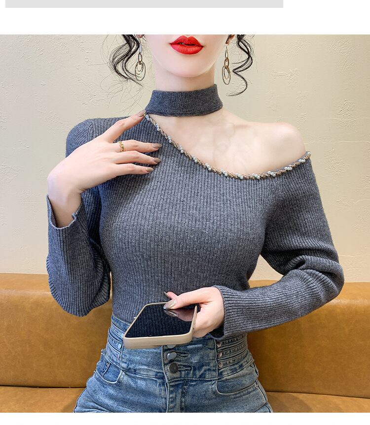 【tops】オフショルダーニットトップス　M27516