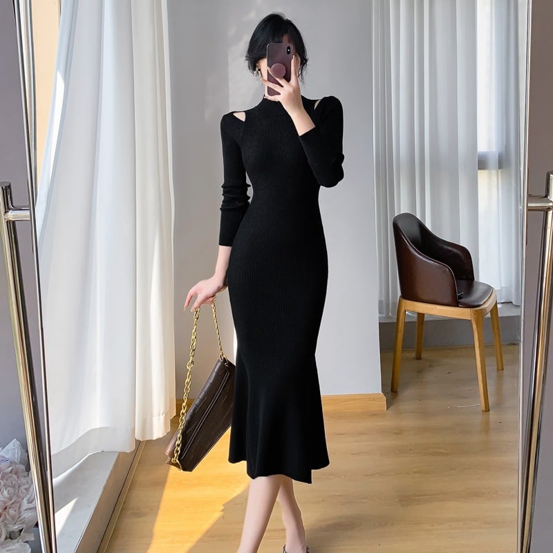 【dress】マーメイドニットワンピース　M28019