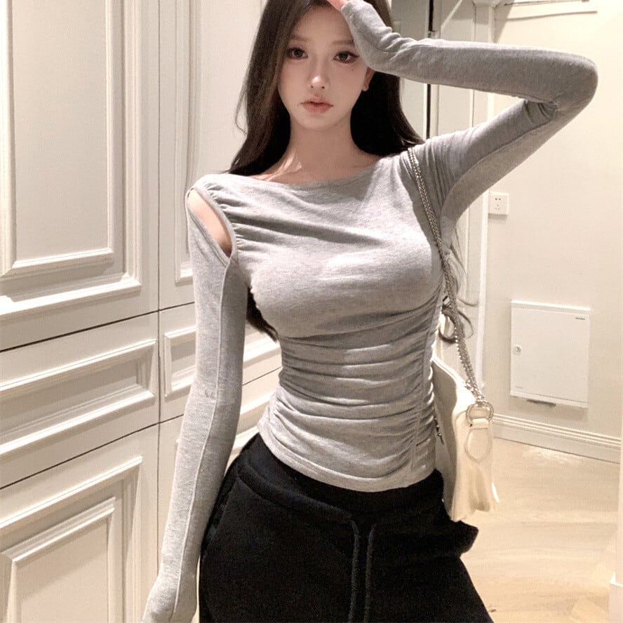 【tops】ショルダースリットニットトップス　M28414