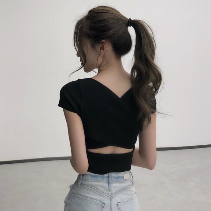 【tops】お値段以上！Vネック半袖ファッション無地着回しTシャツ