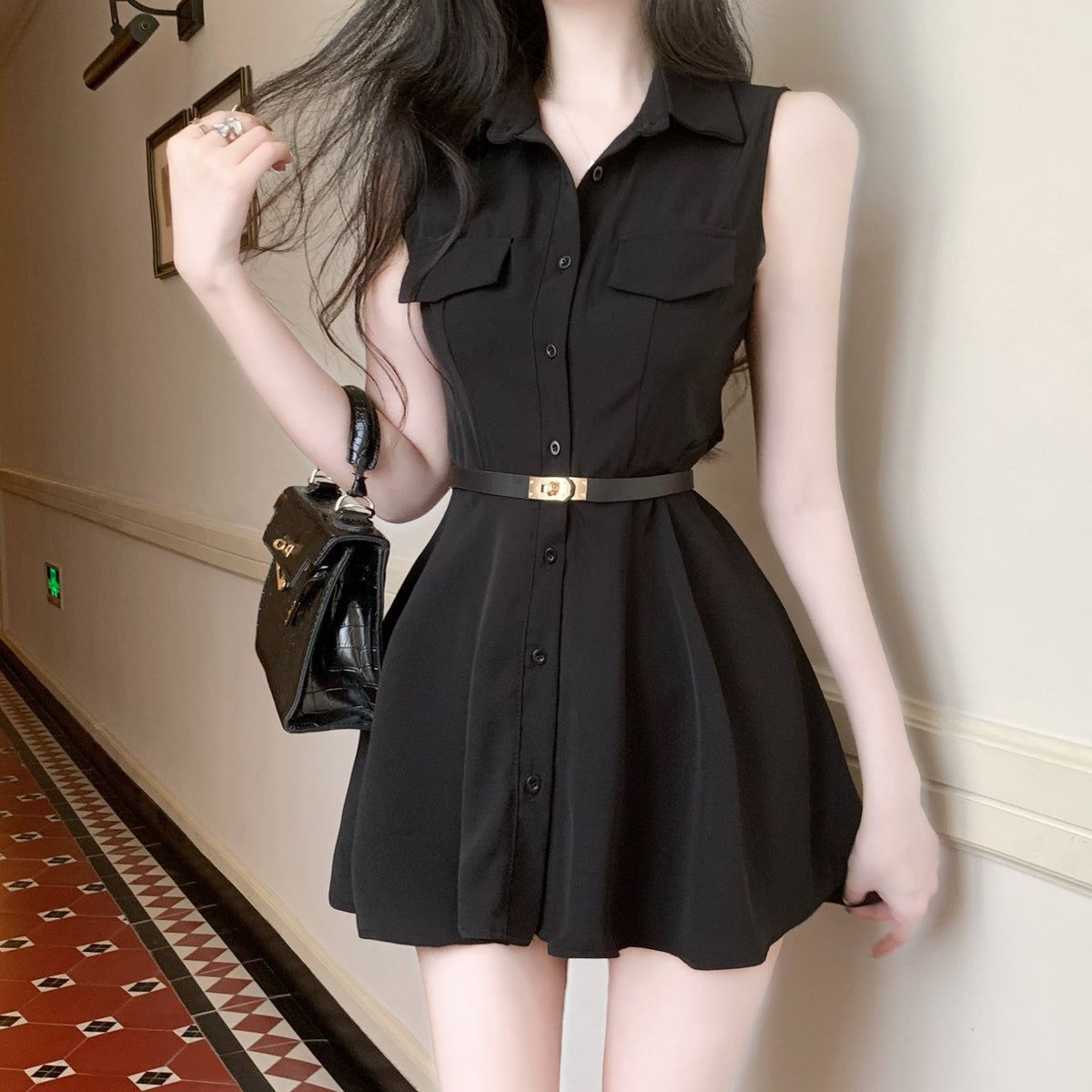 【dress】POLOネックシャツワンピース　M24537