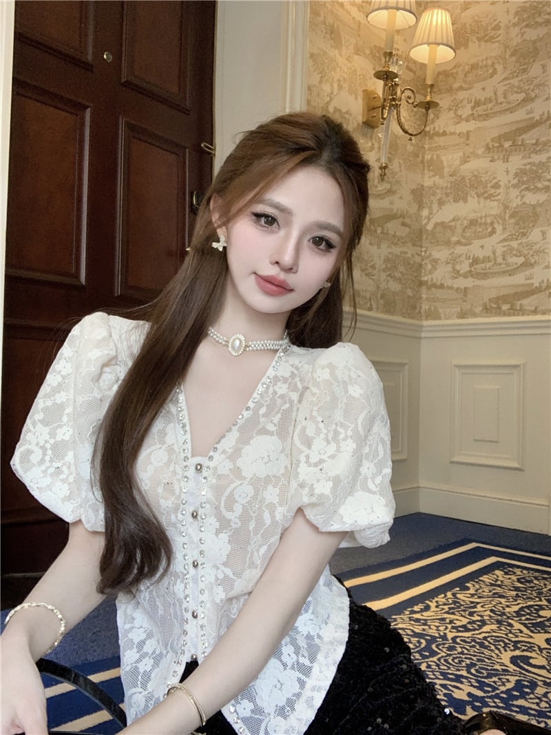 【tops】ダイヤモンドレースブラウスG21549