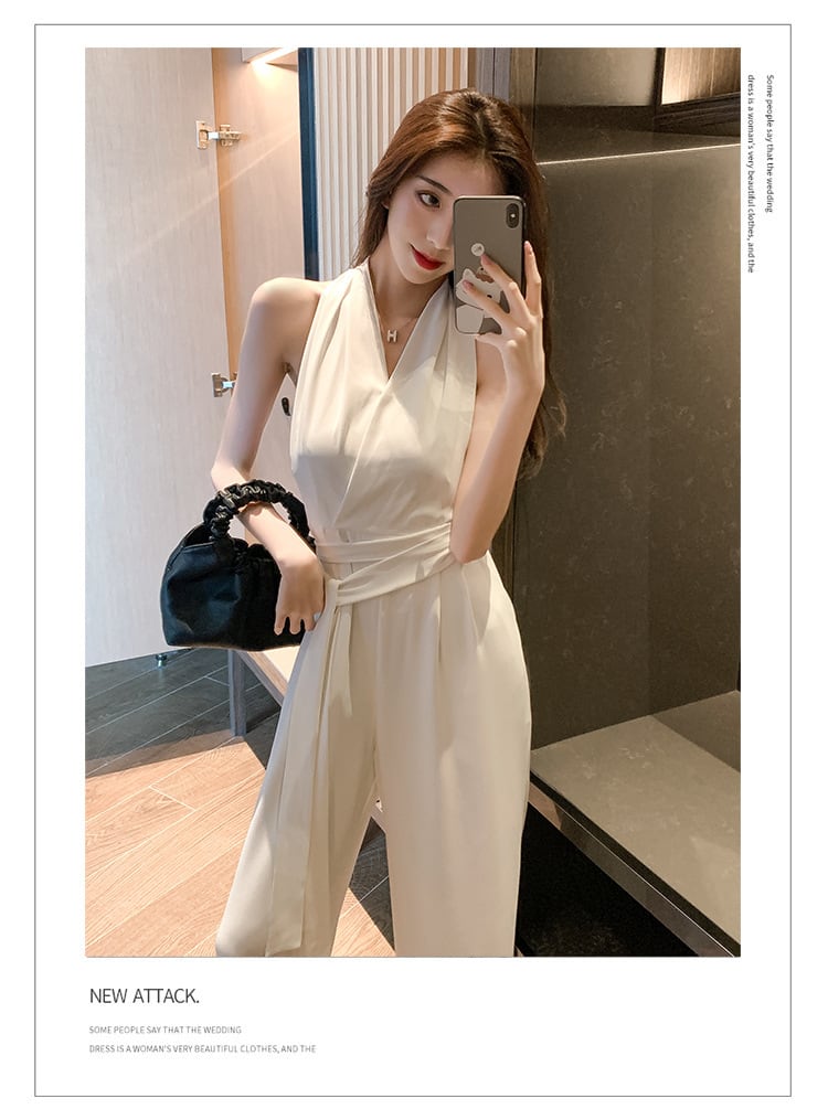 【set】気質満点レトロ夏着痩せハイウエストオールインワン G0709