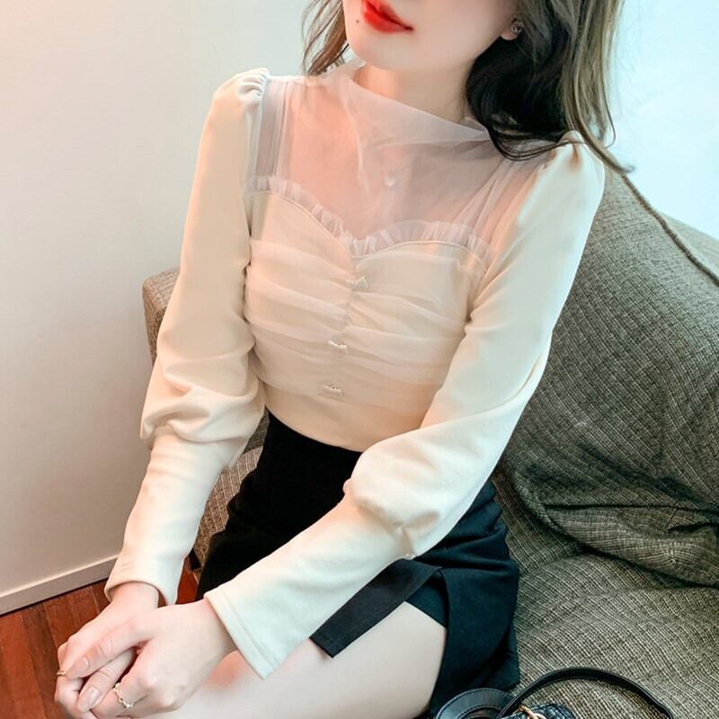 【tops】チュールコンビブラウス　M29369