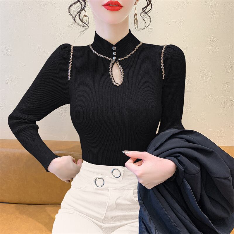 【tops】ビジューニットトップス　M28221