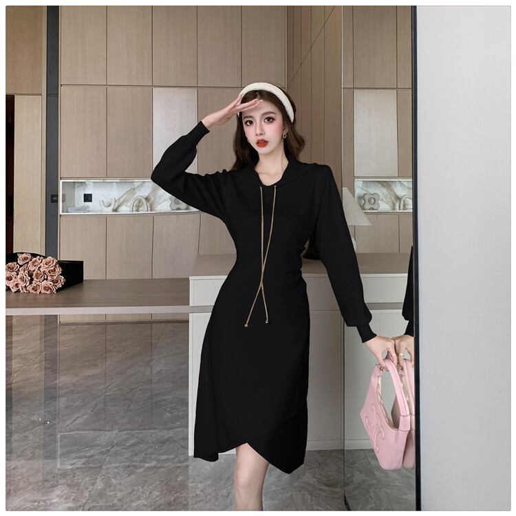 【dress】フード付きニットワンピース　M18536
