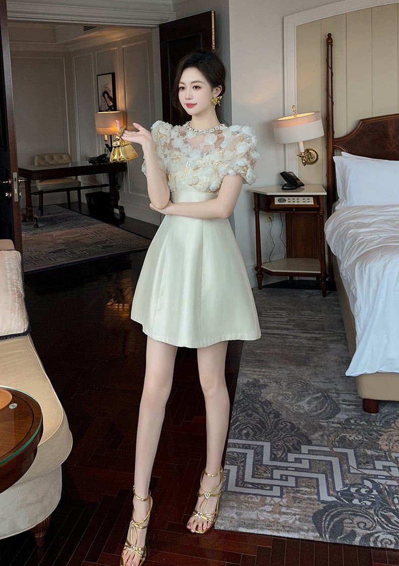 【dress】立体フラワーデートワンピース　M25073
