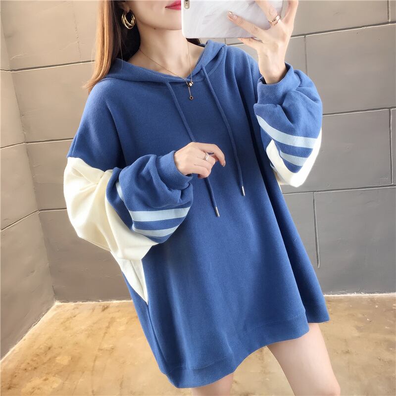 【tops】必ず目を引くフード付き長袖配色秋新作3色カジュアルゆったり着回しパーカーF0721