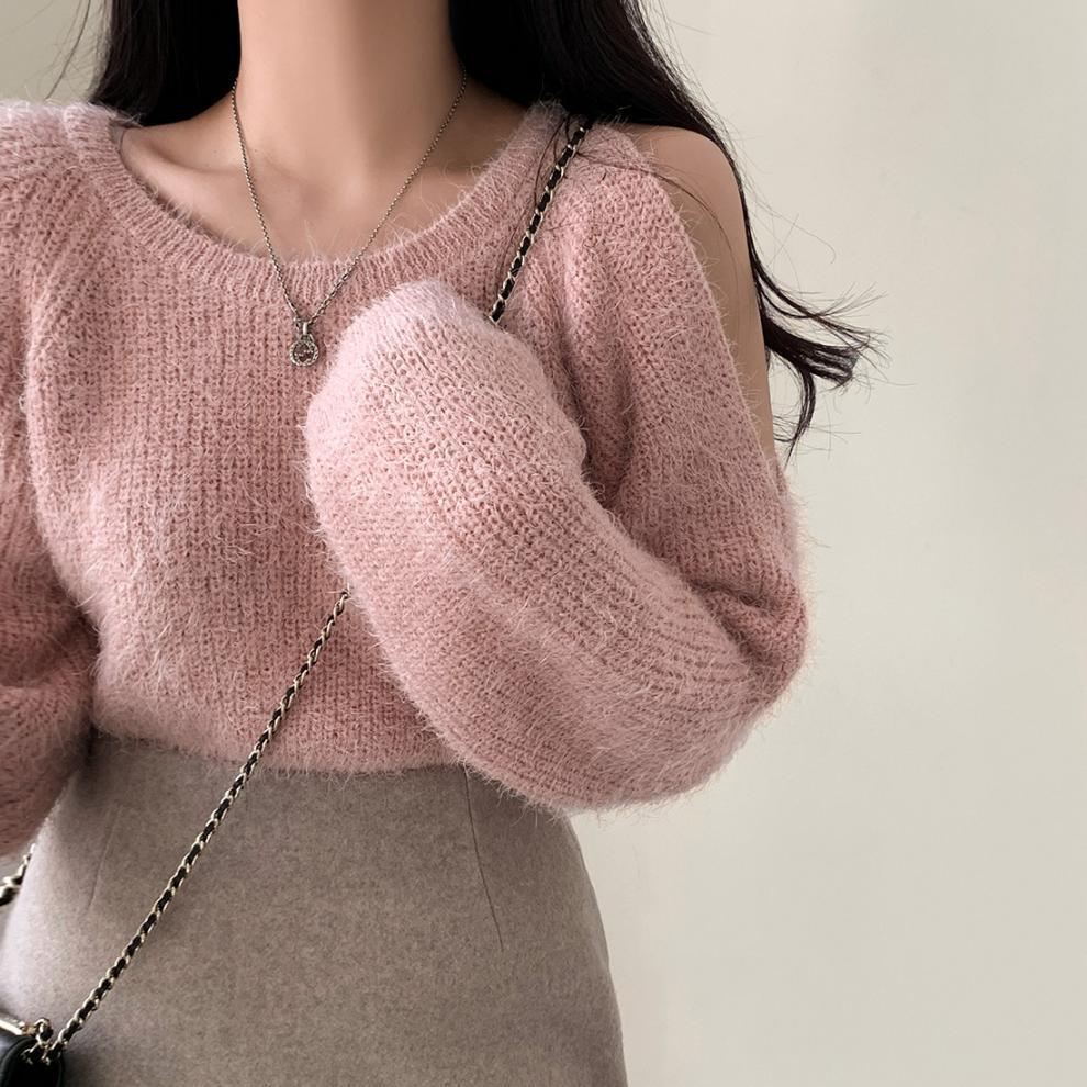 【tops】オフショルダーニットセーター　M26349