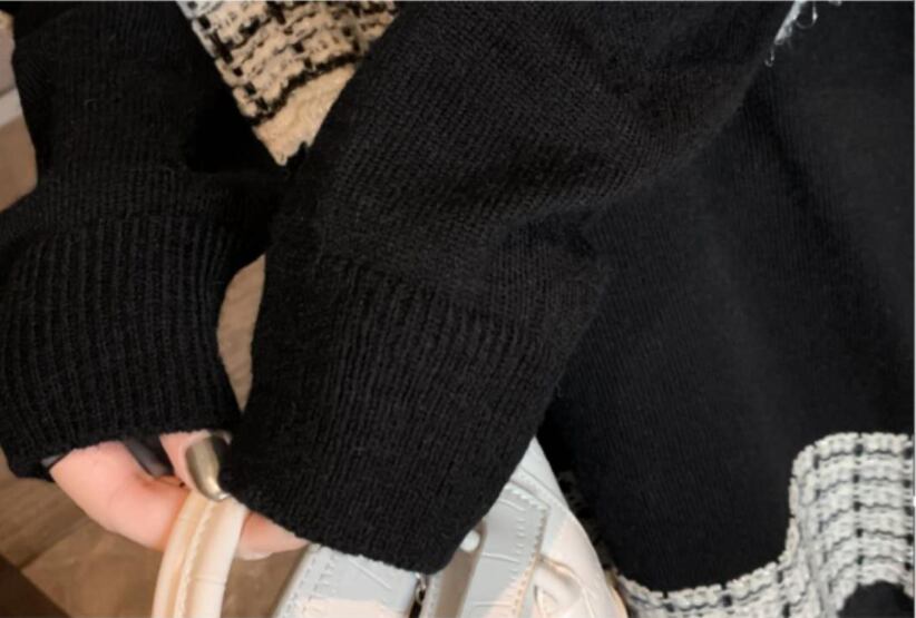 【dress】韓流スタイル!気質満点スウィートルーズゆったり切り替えニットワンピース G2656