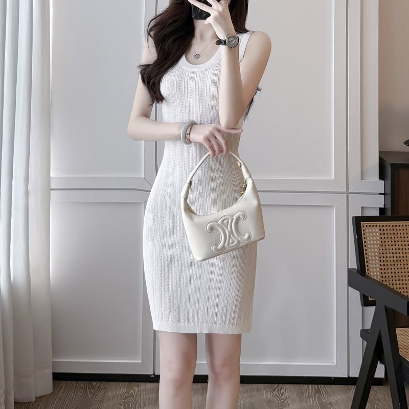 【dress】ノースリーブニットワンピース Q8488