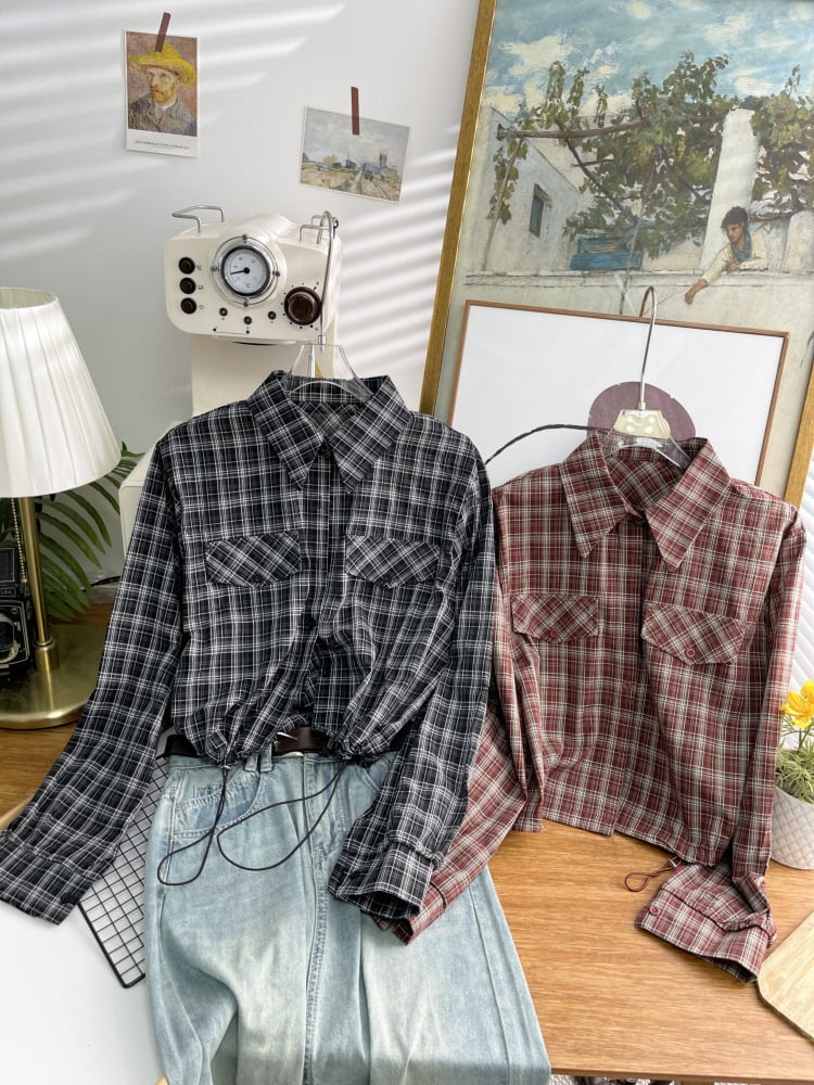 【tops】チェック柄シャツトップス　M25714