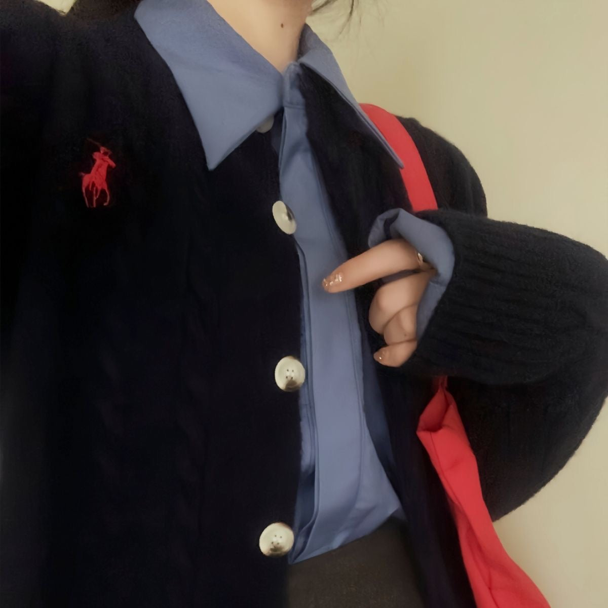 【outer】ポロカラーニットカーディガンF8142