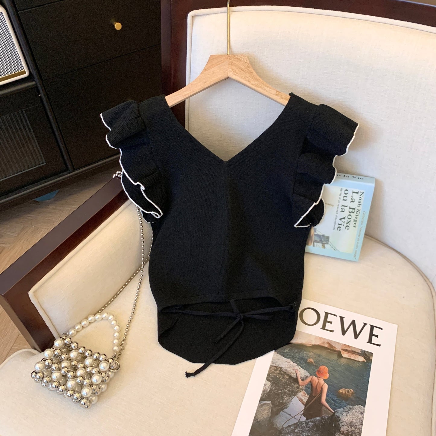 【tops】5色フレンチスリーブニットＴシャツF7442