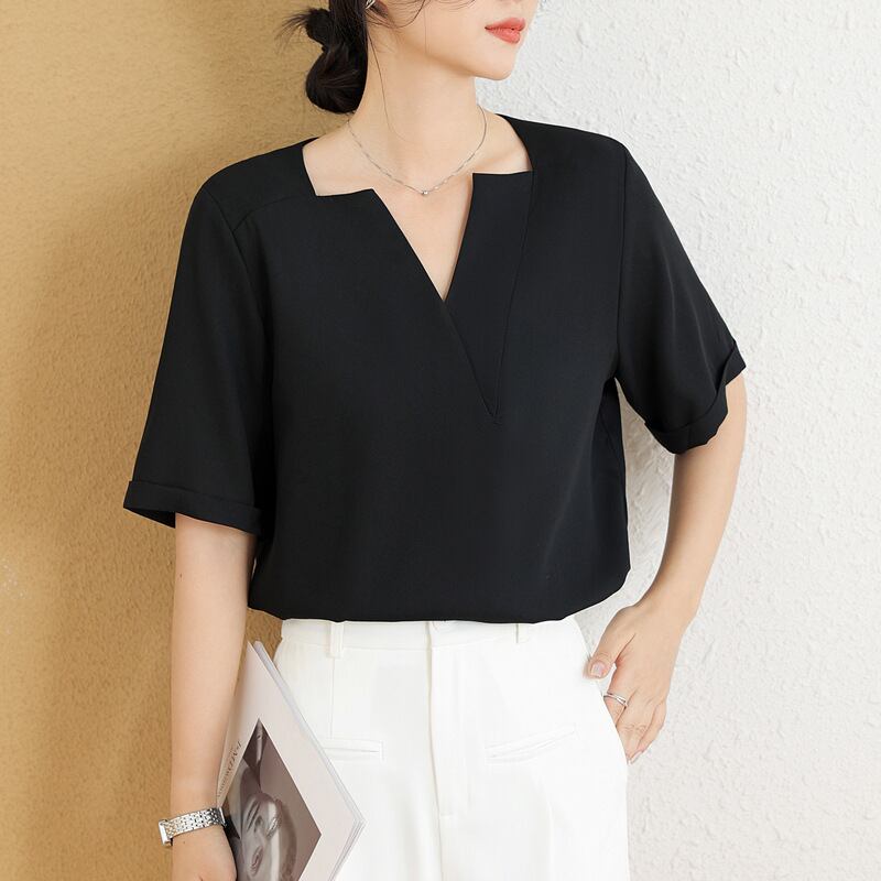 【tops】VネックOL通勤ブラウスG21073