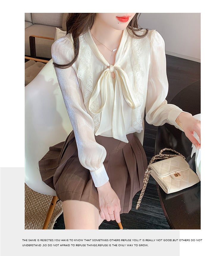【tops】リボン付きシャツトップス　M29094