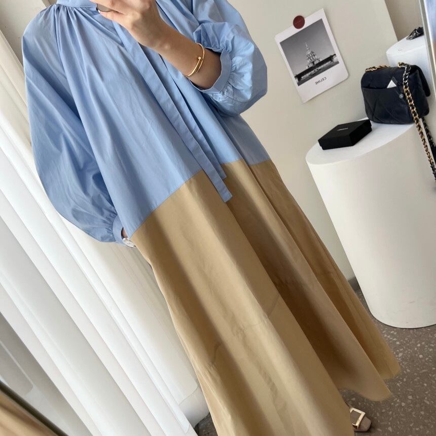 【dress】配色カジュアルワンピース　M18692