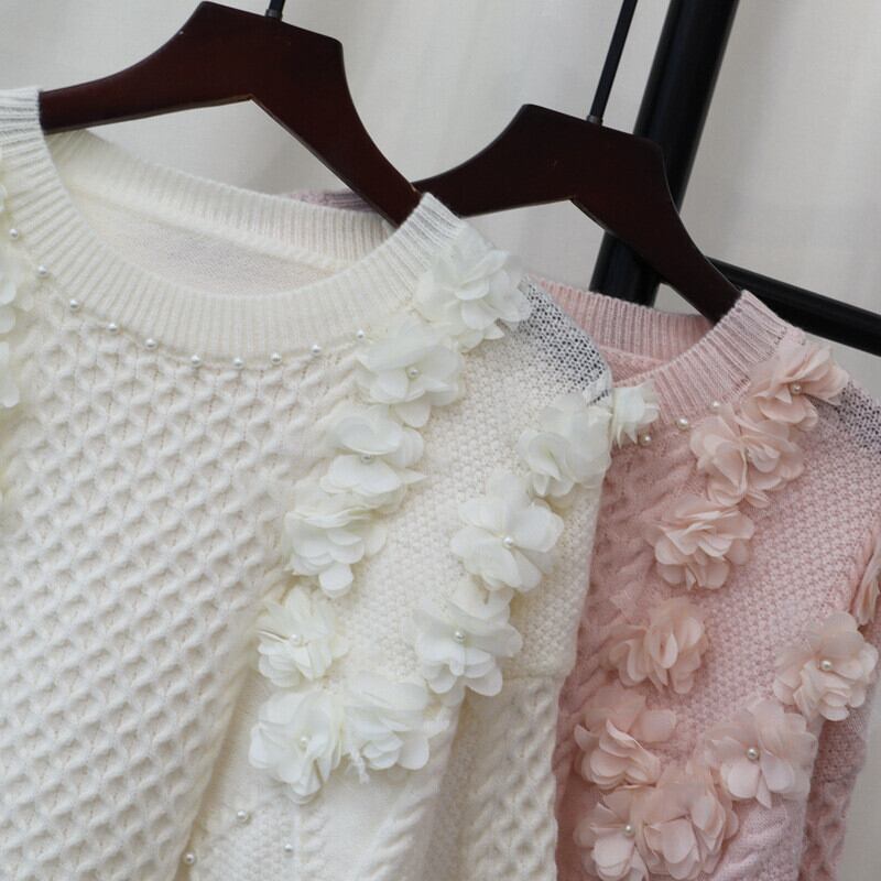 【tops】立体フラワーニットセーター　M28595
