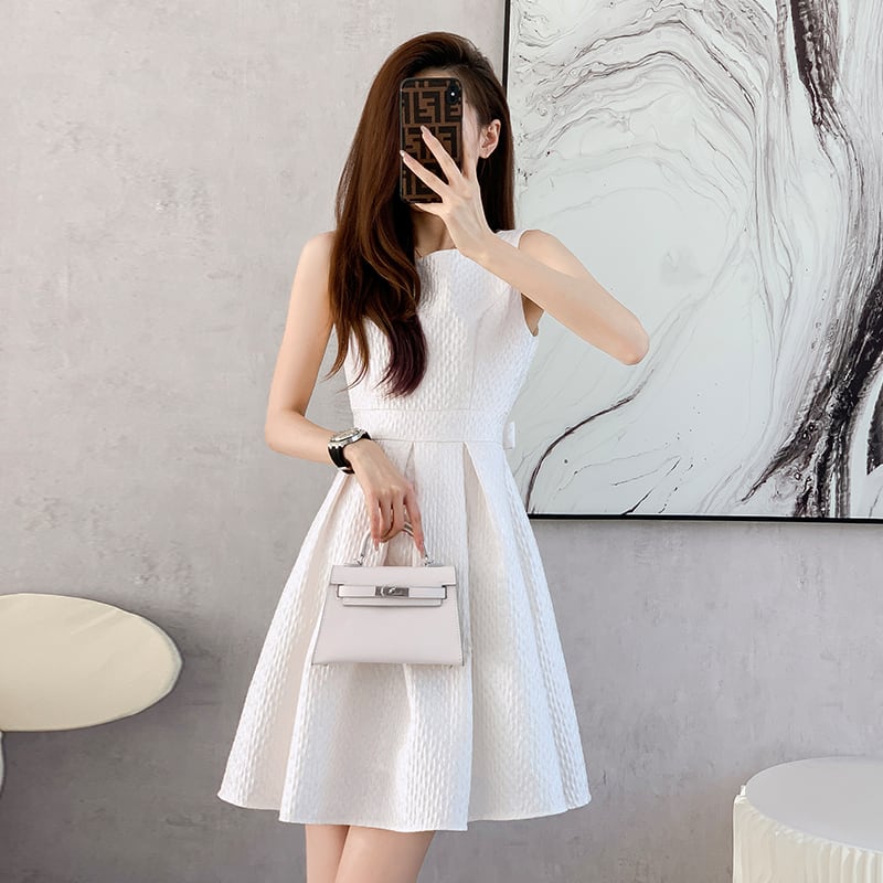 【dress】高級感気質満点Aラインエレガントリボン高級感Vネックハイウエストワンピース G13255