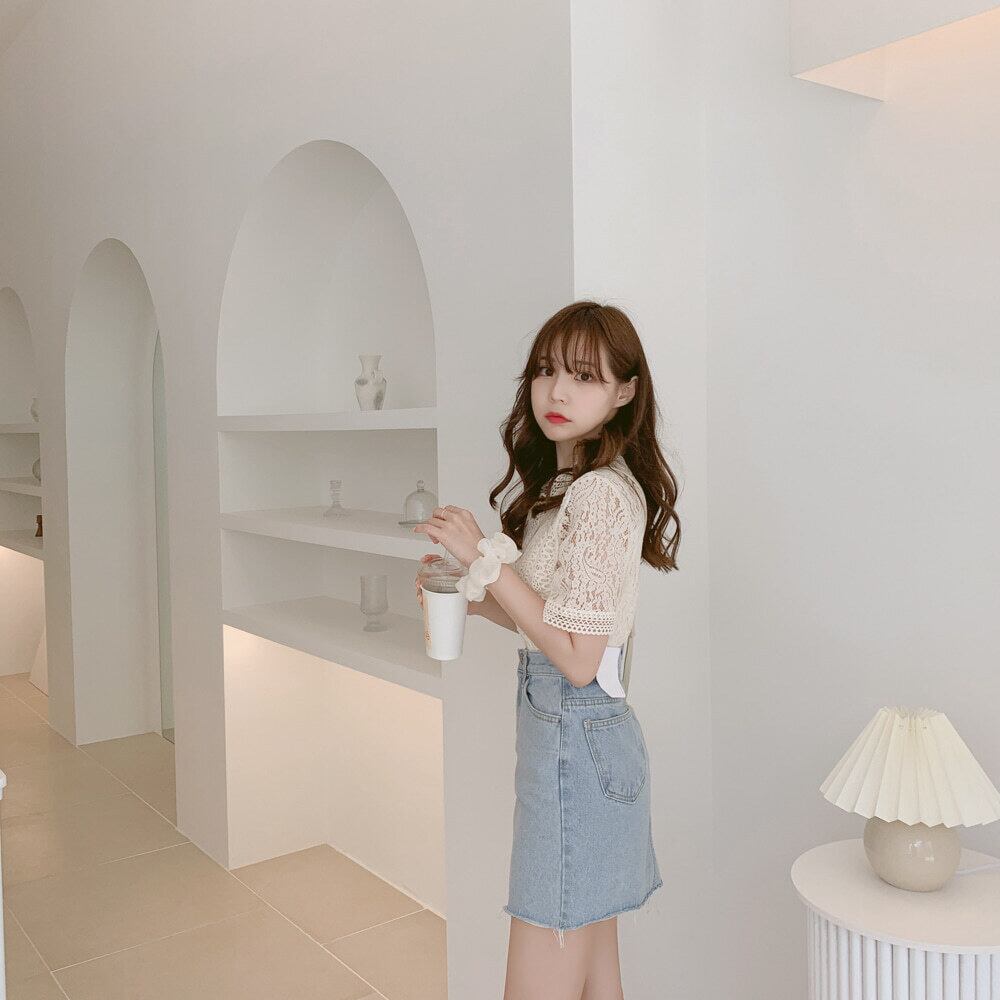 【tops】韓国系スウィート洋気レースINS風Tシャツ