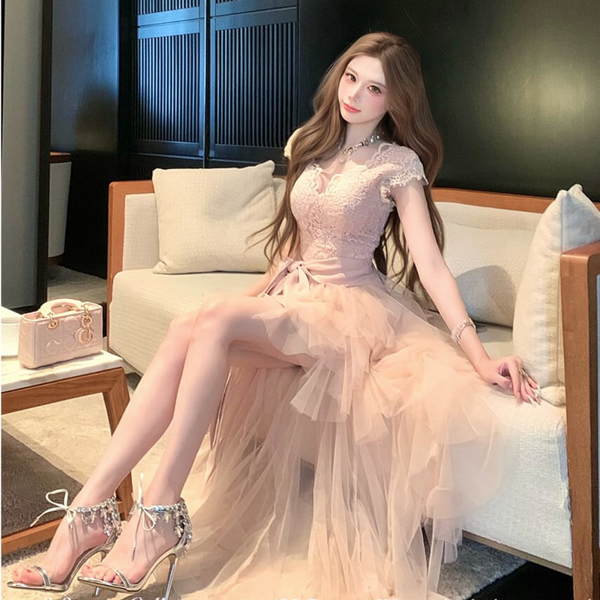 【dress】イレヘムチュールワンピース　N3411