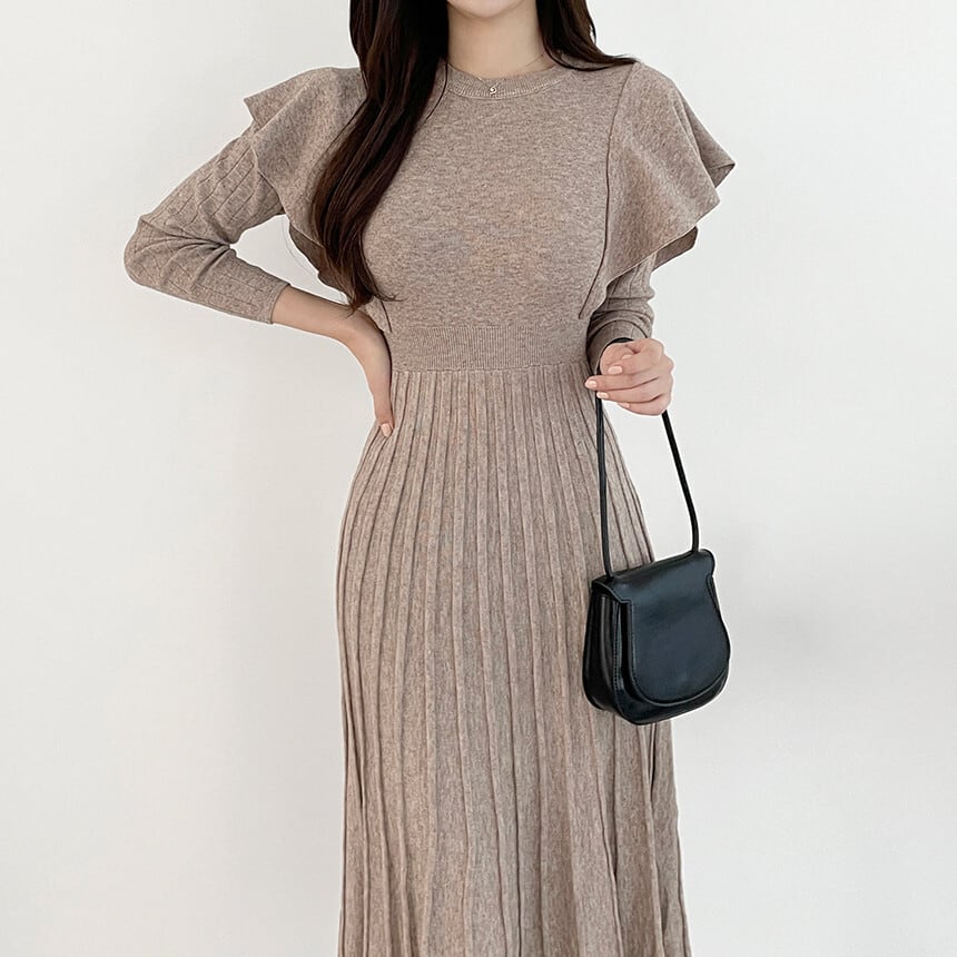 【dress】フリルニットワンピース　M26191