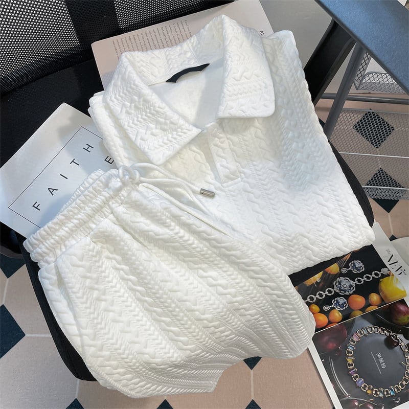 【set】POLOネックＴシャツ+ショートパンツ2点セットF7380