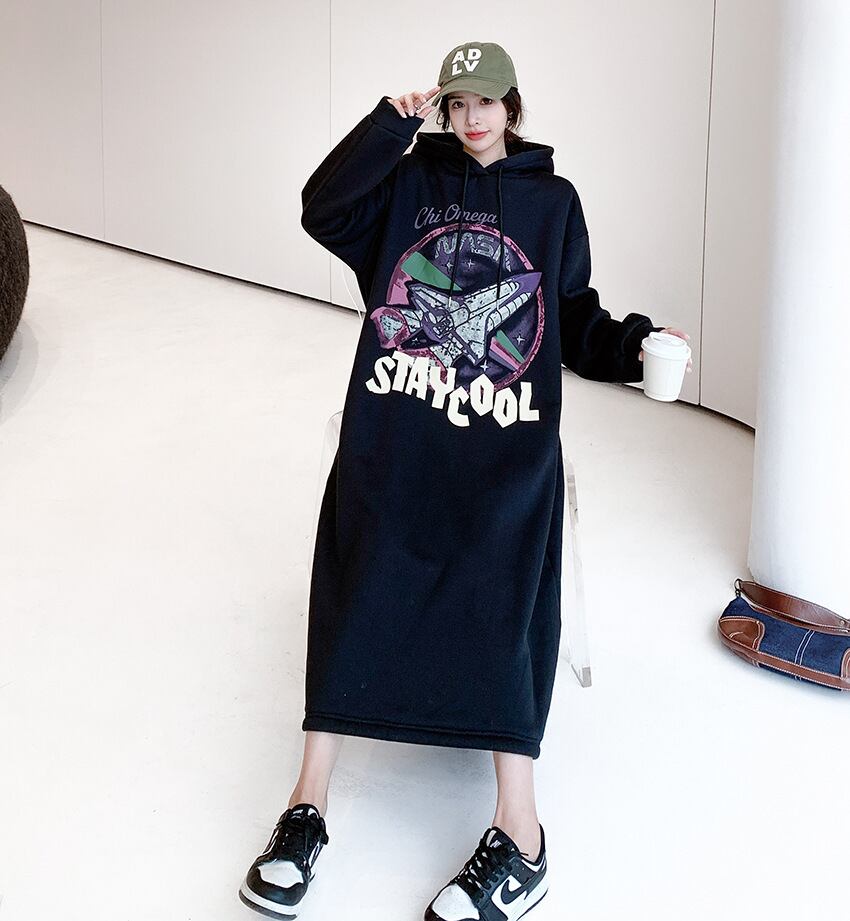 【dress】裹起毛パーカーワンピース　M18579