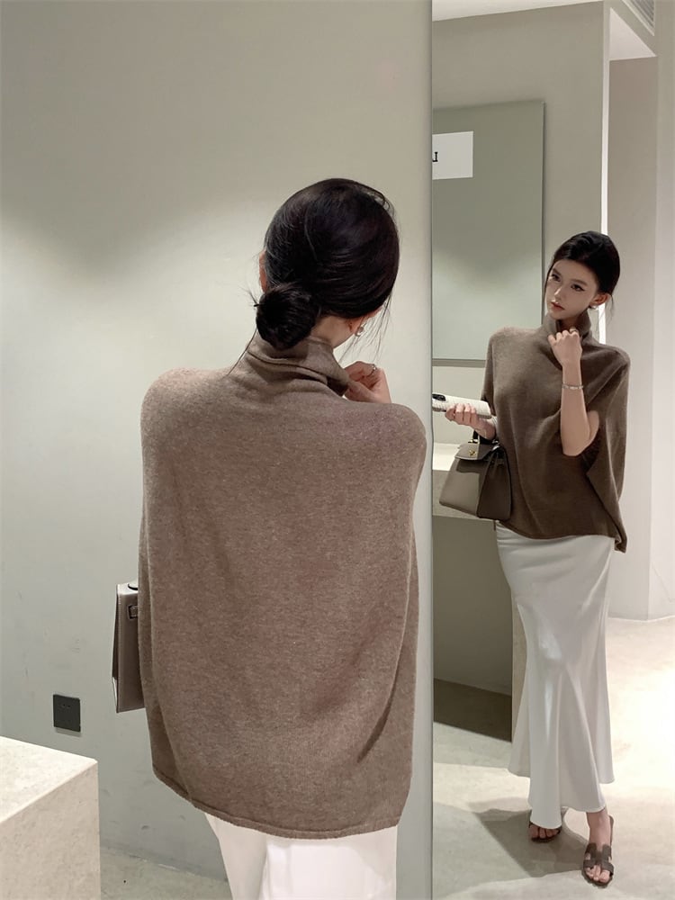 【tops】ハイネックニットケープ　M27049