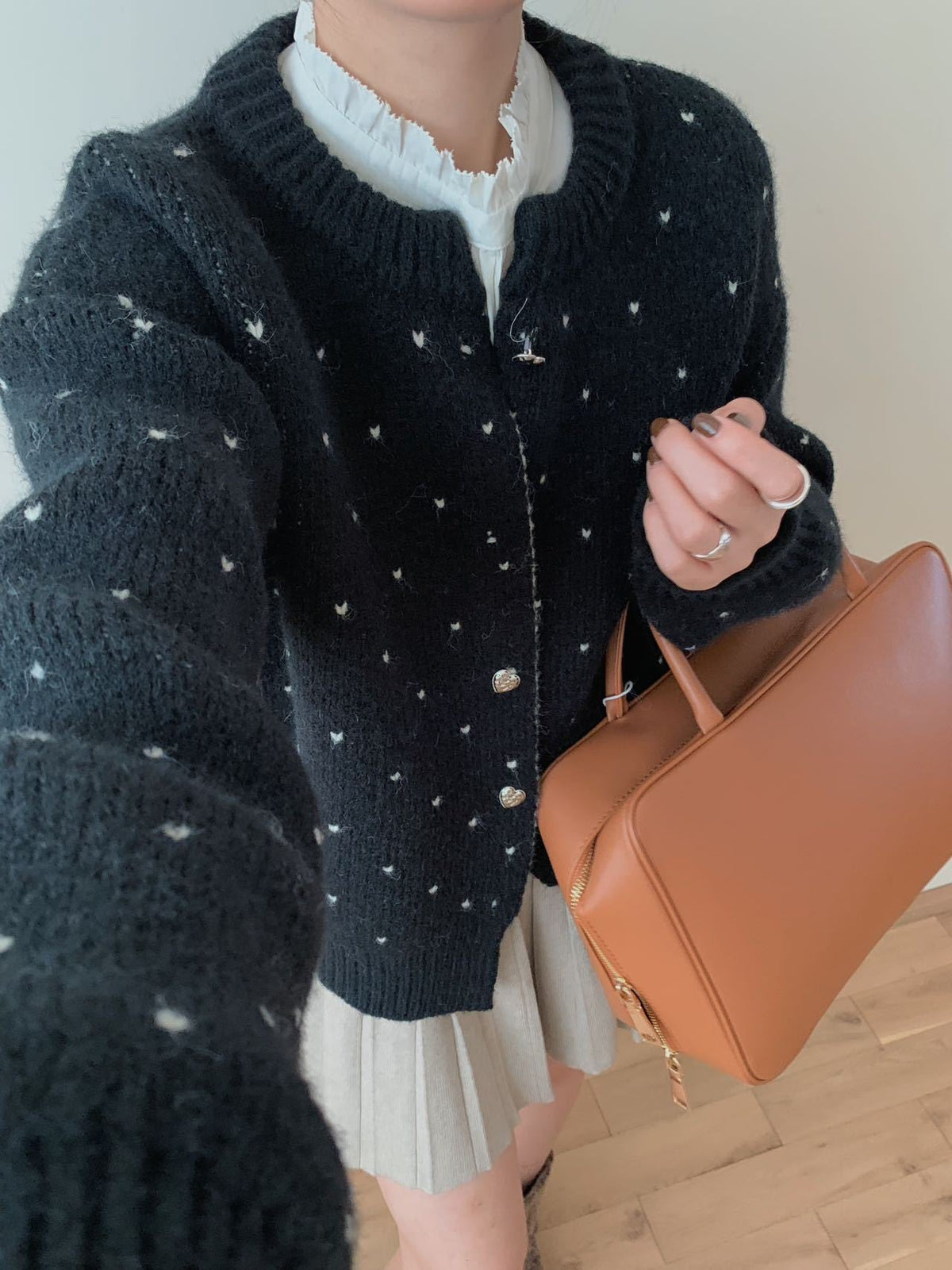 【outer】ハート柄ニットカーデ　M27245