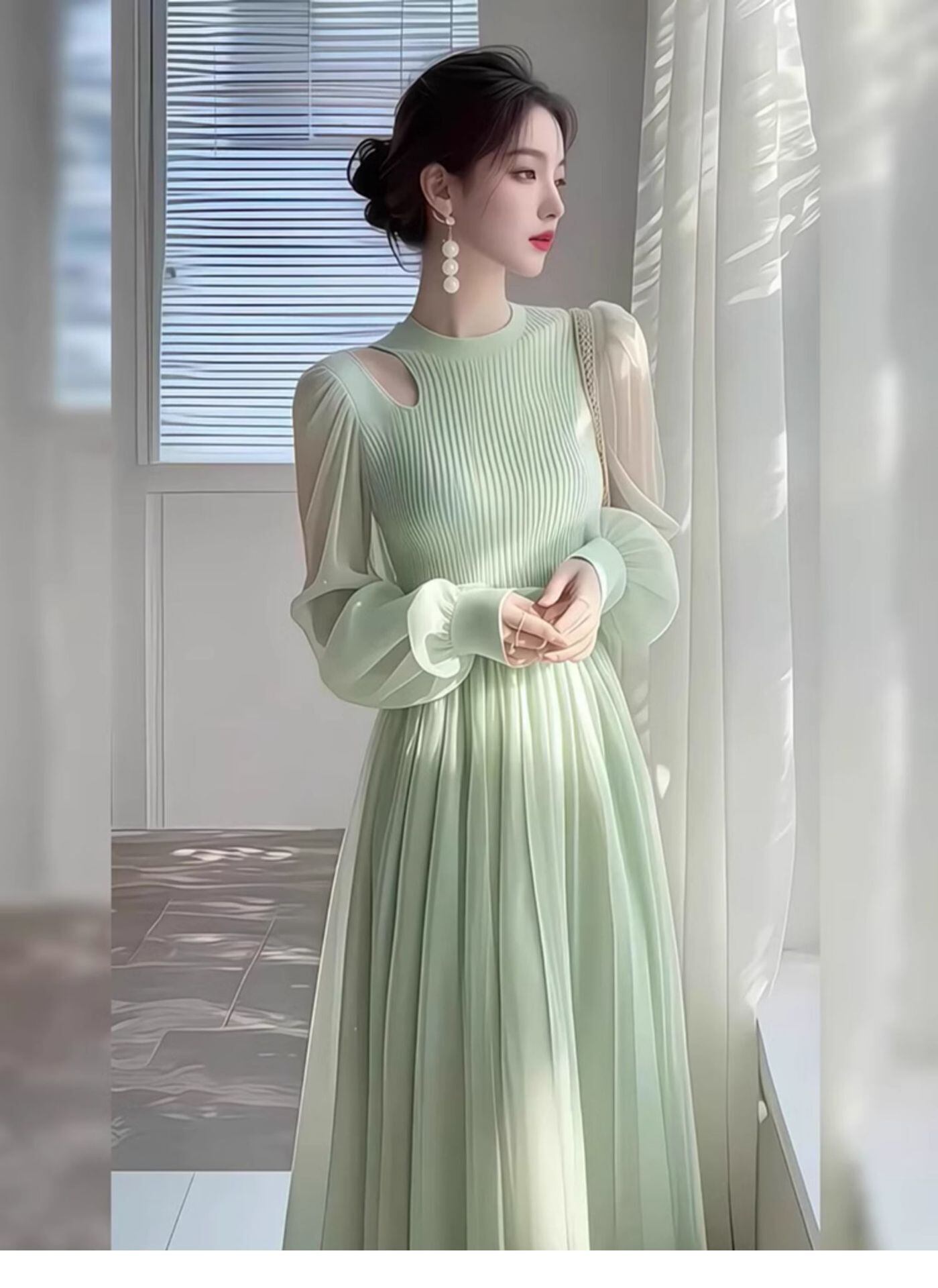 【dress】ドッキングニットワンピース　M30180