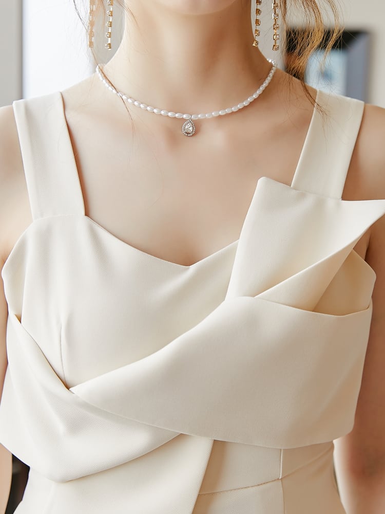 【set】早い者勝ち!気質満点レトロ着痩せハイウエスト合わせやすいINS風オールインワン G6877