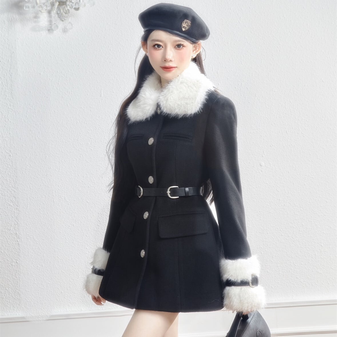 【outer】袖口ファーナポレオンコート     N3455