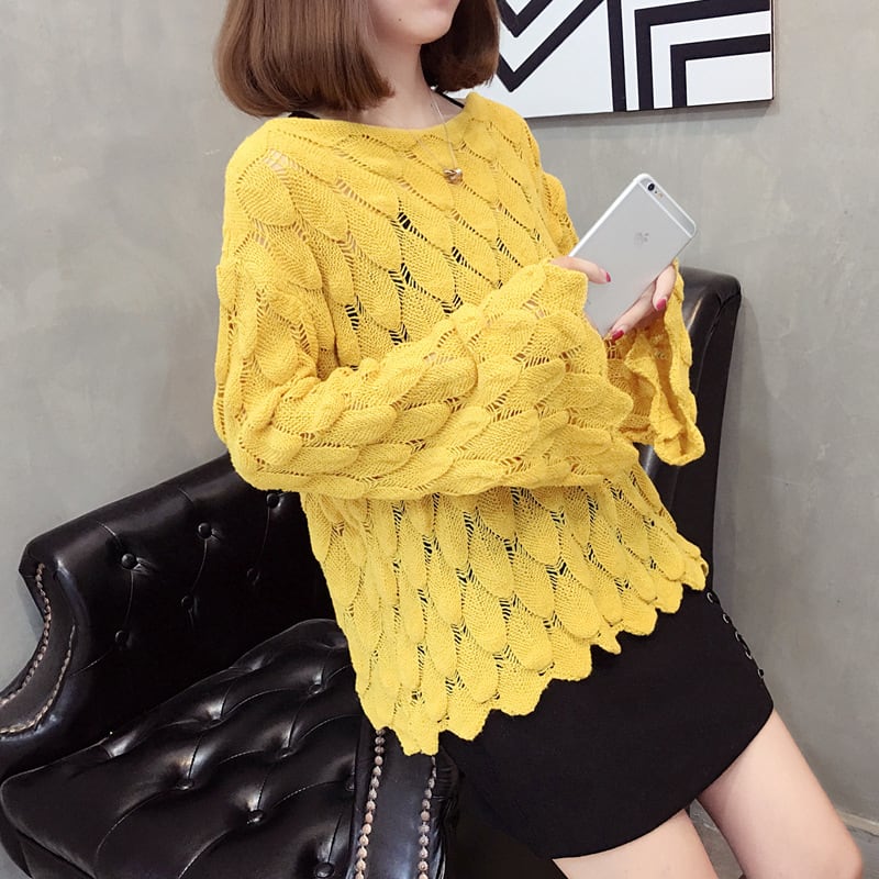 【tops】カットワークニットセーター　M18155