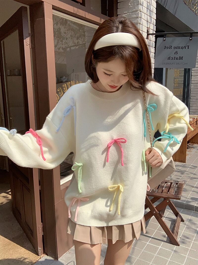 【tops】クルーネックニットセーター　M19182