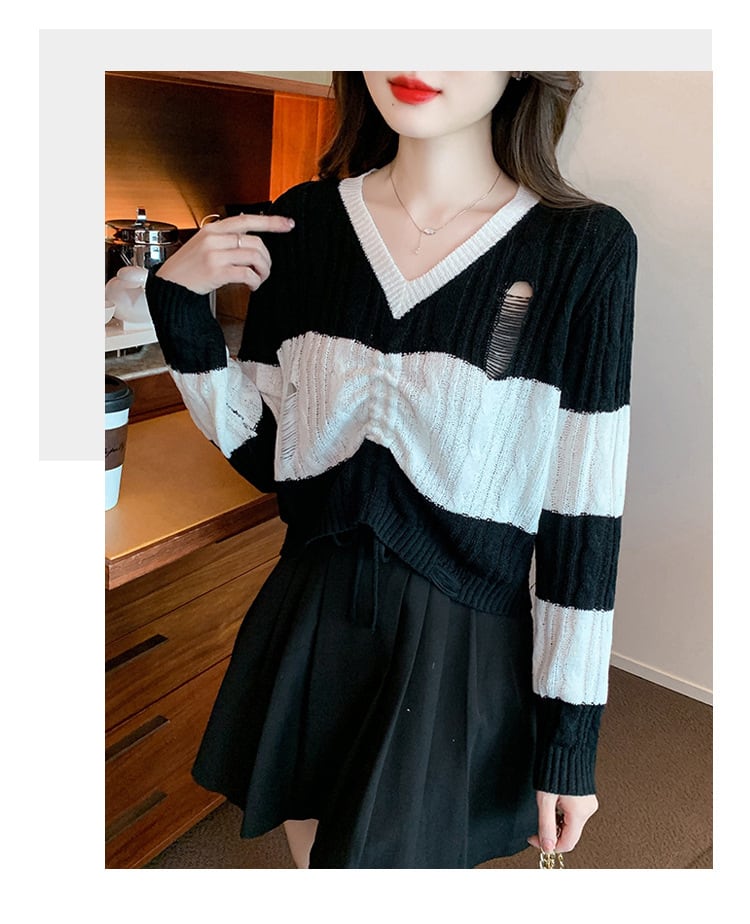 【tops】カットワークニットセーター　M25768
