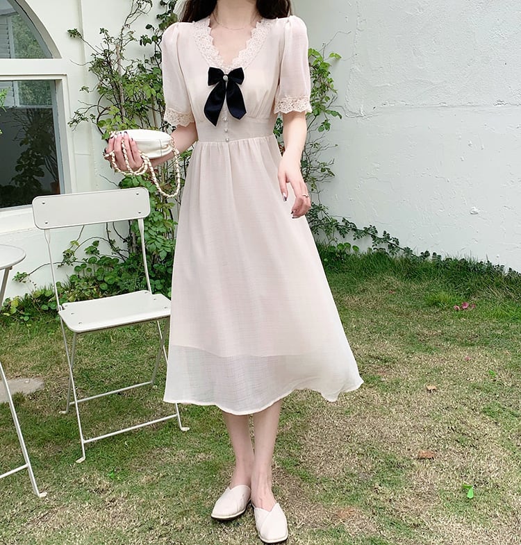 【dress】Vネックレースデートワンピース G20928