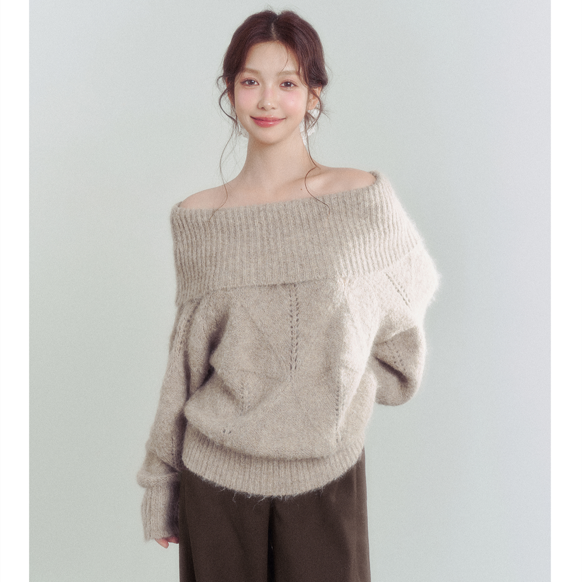 【tops】オフショルニットトップス　N3346