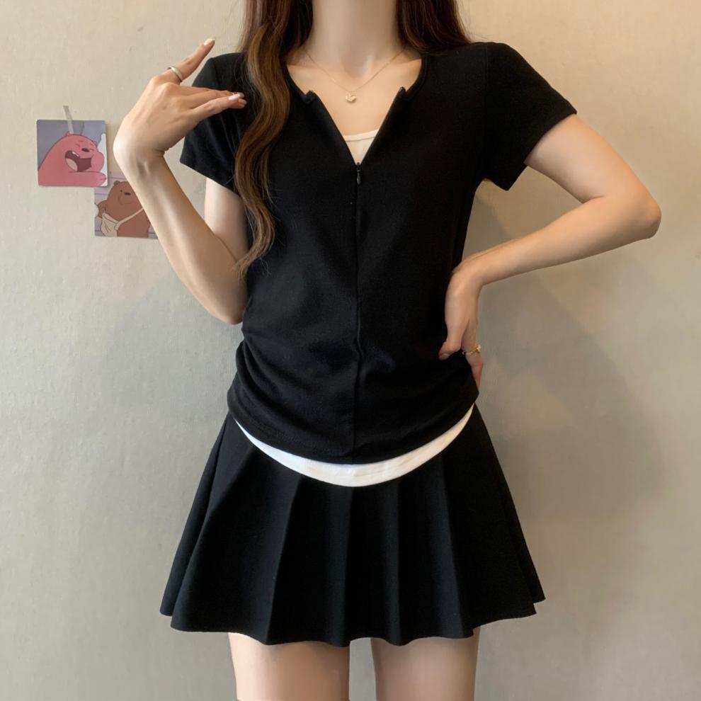 【tops】偽二つ切り替えTシャツG21042