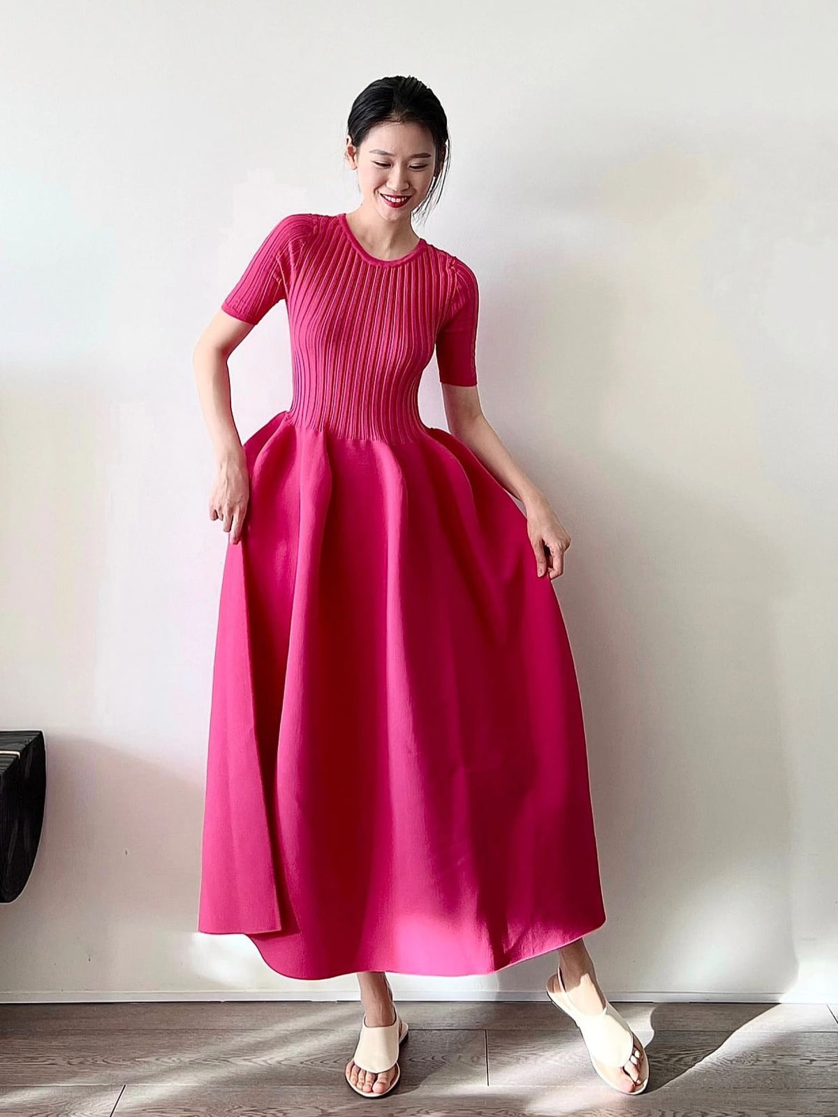 【dress】立体感のあるシルエットワンピース　N-1867