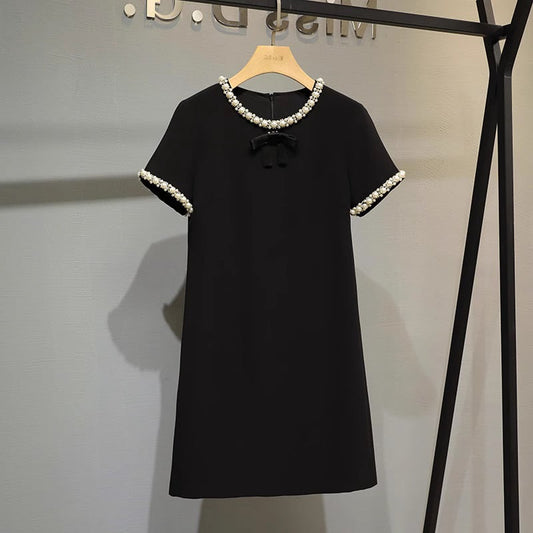 【dress】OL通勤ビーズボウタイワンピースF7352