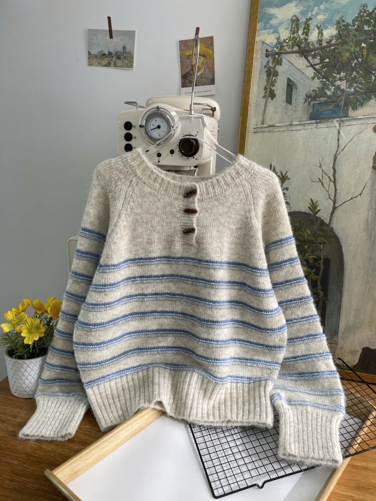 【tops】ボーダー柄ニットセーター　M28626