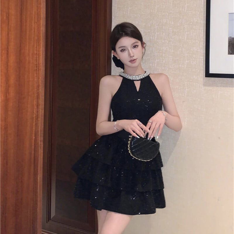 【dress】ビジューノースリーブワンピース　M30049