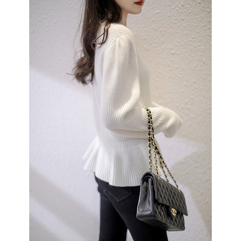 【tops】フリルニットセーター　M25419